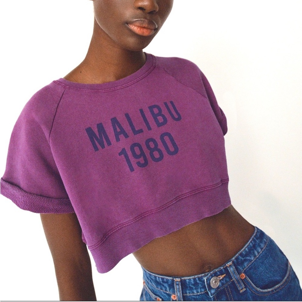 Zara Purple 'Malibu 1980' Crop Top